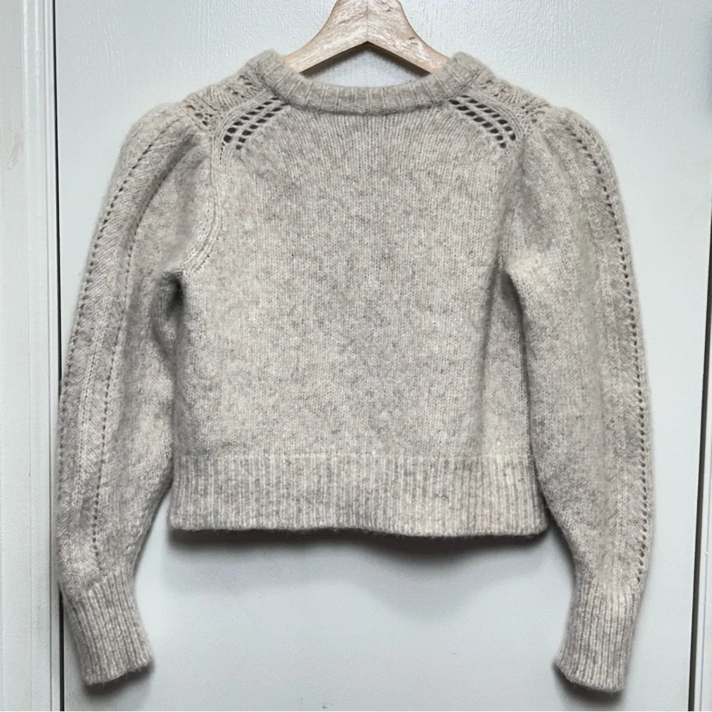Everlane Alpaca Merino Cropped Puff Sleeve Cardigan S